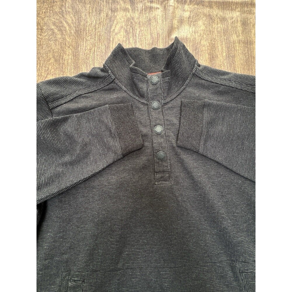 Tommy Bahama Mens L Gray Textured Pima Cotton Snap Button Pullover Henley Marlin
